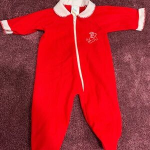 Vintage Christmas Baby One-Piece Zipper Footed Sleeper